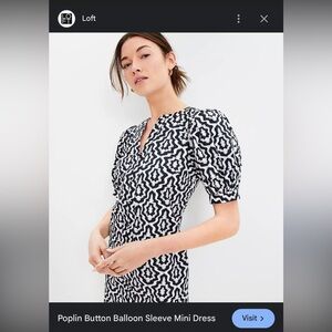 LOFT Black and White Patterned Mini Dress